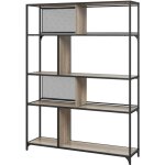 Homcom - bibliothque meuble de rangement tagre  5 niveaux portes coulissantes en maille cadre en ...