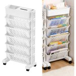 Biblioth�que mobile, chariot rotatif amovible en plastique multifonctionnel chariot roulant �tag�re de ...