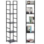 Bibliotheque moderne en bois avec structure en metal loft 5 etageres