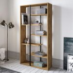 Biblioth�que moderne effet noyer et baguettes noires jena