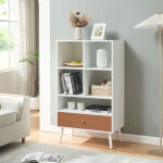 Biblioth�que reyljand 120 x 70 x 40 cm blanc effet teck [en. casa]