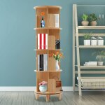 Bibliothque rotative en bois, bibliothque, tagre de rangement, autoportante, 4 couches, affichage ...