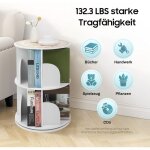 Biblioth�que rotative en bois massif � 2 �tages - �cran � 360 degr�s - �tag�re de rangement multifonction ...
