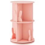 Bibliotheque rotative pour enfants a 2 niveaux et separateurs en forme de lapin rose