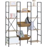 Miroytengo - biblioth�que de salon, salle � manger et bureau avec 11 �tag�res en ch�ne sonoma et noir ...