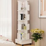 Biblioth�que tournante 360� avec 16 casiers ouverts - �tag�re 4 niveaux sur roulettes bloquables (40x40x147cm) ...