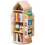 Sinbinta - bibliothque triangulaire rotative en bois, multifonction bibliothque moderne, pour enfants ...