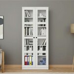 Biblioth�que vitrine blanche, 6 �tag�res r�glables salta