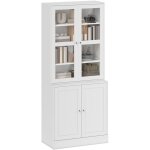 Biblioth�que vitrine, buffet salon, meuble de rangement avec 2 portes verre, 2 portes bois, 4 �tag�res ...