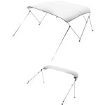 Bimini pour bateau a 3 arceaux, 182 x 117 x 185 - 198 cm, taud de soleil avec cadre en alliage dealuminium, ...