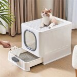 Bac litire chat ferm anti odeur maison de toilette pour chats xxl charge 15 kg, anti - traces, anti ...