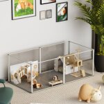 Enclos lapin intrieur parc pour petits animaux rongeur chiot cochon d'inde - 6 panneaux - 124x63x40cm ...
