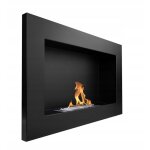 Bio - chemine murale 65x40x12 cm rgulation de la flamme noir structur mat