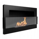 Bio - chemin�e murale avec vitre 65x40x12 cm r�gulation de la flamme noir mat