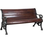 Biscottini - banc d'ext�rieur 145x65x77 banc en fonte et bois banc de jardin et d'entr�e banc avec accoudoirs ...