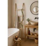 Porte - serviettes �chelle en bois moderne salle de bain au sol mur d�coratif porte - serviettes �chelle ...