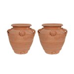 Biscottini - set 2 vase en terre cuite pour plantes vase rond d'ext�rieur jardini�re de balcon pots de ...