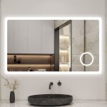 Biubiubath - 160x80cm miroir de salle de bain led anti - buée tricolore avec loupe 3x, mémoire et gradation ... Biubiubath - 160x80cm miroir de salle de bain led anti - buée tricolore avec loupe 3x, mémoire et gradation ...