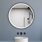 Biubiubath - 60cm rond miroir lumineux salle de bain led avec cadre noir, tricolore + anti - bue + mmoire ...