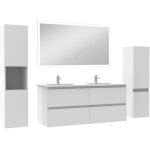 Biubiubath - ensemble de meubles de salle de bain 120cm double vasque avec colonne et miroir lumineux ...