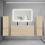 Biubiubath - ensemble meuble de salle de bains 120cm, double vasque + colonne + miroir rectangulaire, ... Biubiubath - ensemble meuble de salle de bains 120cm, double vasque + colonne + miroir rectangulaire, ...