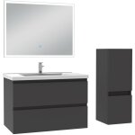 Biubiubath - ensemble meuble de salle de bain 80cm, vasque cramique + colonne bas + miroir lumineux, ...