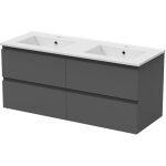 Biubiubath ensemble de meuble salle de bain anthracite 120cm, suspendu avec 4 tiroirs, sans compter vasque ...