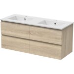 Biubiubath ensemble de meuble salle de bain chne 120cm, suspendu avec 4 tiroirs, sans compter vasque ...