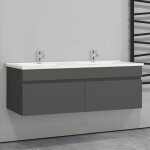 Biubiubath ensemble meuble salle de bain suspendu anthracite avec 2 portes + double vasque en céramique, ... Biubiubath ensemble meuble salle de bain suspendu anthracite avec 2 portes + double vasque en céramique, ...