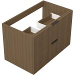 Biubiubath meuble de salle de bain suspendu 80 cm noyer + 2 tiroirs, avec poign�es - sans compter vasque ...