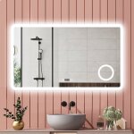 Biubiubath miroir de salle de bain 160x80cm tricolore + dimmable + horloge + anti - bu�e
