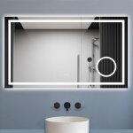Biubiubath - miroir de salle de bain bluetooth 160x80 cm, led tricolore + loupe + m�moire + dimmable ...