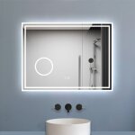 Biubiubath - miroir salle de bain bluetooth 80x60cm tricolore avec loupe 3x, dimmable, m�moire et anti ...