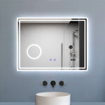 Biubiubath - miroir salle de bain led 100x60cm 3 colours + dimmable + 3x loupe + bluetooth + horloge ...