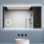 Biubiubath - miroir salle de bain led 160x80cm 3 colours + dimmable + 3x loupe + bluetooth + horloge ...