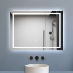 Biubiubath - miroir salle de bain led anti - bu�e, avec �clairage 80 x 60cm dimmable, fonction m�moire, ...