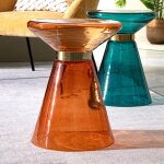 Bizzotto - table d'appoint design 36x46 cm en verre ambré et doré - verla Bizzotto - table d'appoint design 36x46 cm en verre ambré et doré - verla