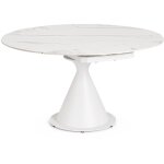 Bizzotto - table à manger ronde extensible 85 / 135 cm en grès effet marbre blanc Bizzotto - table à manger ronde extensible 85 / 135 cm en grès effet marbre blanc