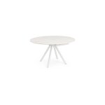 Bizzotto - table ronde extensible 87 / 135x87 cm en grès effet marbre blanc Bizzotto - table ronde extensible 87 / 135x87 cm en grès effet marbre blanc