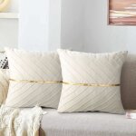 (blanc)2pcs housse de coussin 45x45 cm, ystp d�coratif canap� taie d'oreiller doux fermeture �clair cach�e ...