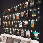 Blanc chaud guirlande lumineuse photo, 100 led 10m guirlande photo batterie aliment� porte photos pour ...