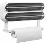 Blanc derouleur film alimentaire magntique avec port essuie tout - support sopalin mural pour 3 rouleaux ...