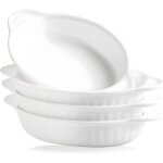 (blanc)lot de 4 petits plats � four en c�ramique, 350ml plats de cuisson ovales avec poign�es, plats ...