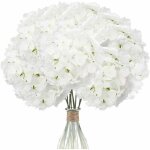 (blanc pur) 12 hortensias artificiels (avec tiges), hortensia en soie pour la d�coration de mariage, ...