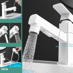 Blanc robinet mitigeur de lavabo en laiton avec douchette extractible, eau chaude et froide, mod�le de ...