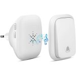 Blanc sonnette sans fil, sonnette auto aliment�e sans batterie requise carillon de porte sans fil, bouton ...
