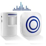 Blanc sonnette sans fil kit de carillon de porte electrique avec 1 r�cepteur et 1 d�tecteur de mouvement ...