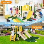 Double toboggan pour enfants 7 en 1, ensemble de toboggans pour enfants avec chelle d'escalade, tlescopes, ...