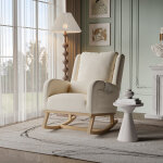Blanketswarm - fauteuil � bascule, fauteuil allaitement rocking chair en lin, fauteuil de relaxation ...