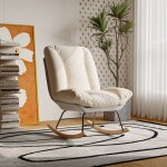 Blanketswarm - fauteuils de salon à bascule, fauteuil à bascule rembourré, rocking chair scandinave avec ... Blanketswarm - fauteuils de salon à bascule, fauteuil à bascule rembourré, rocking chair scandinave avec ...
